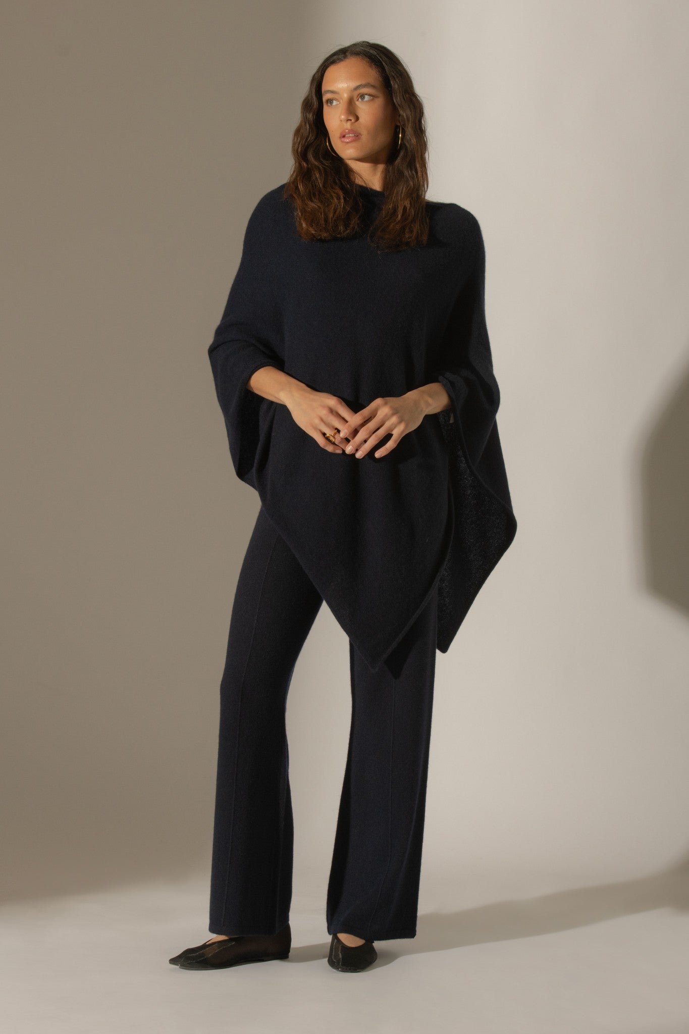 tamara poncho navy 100% cachemire