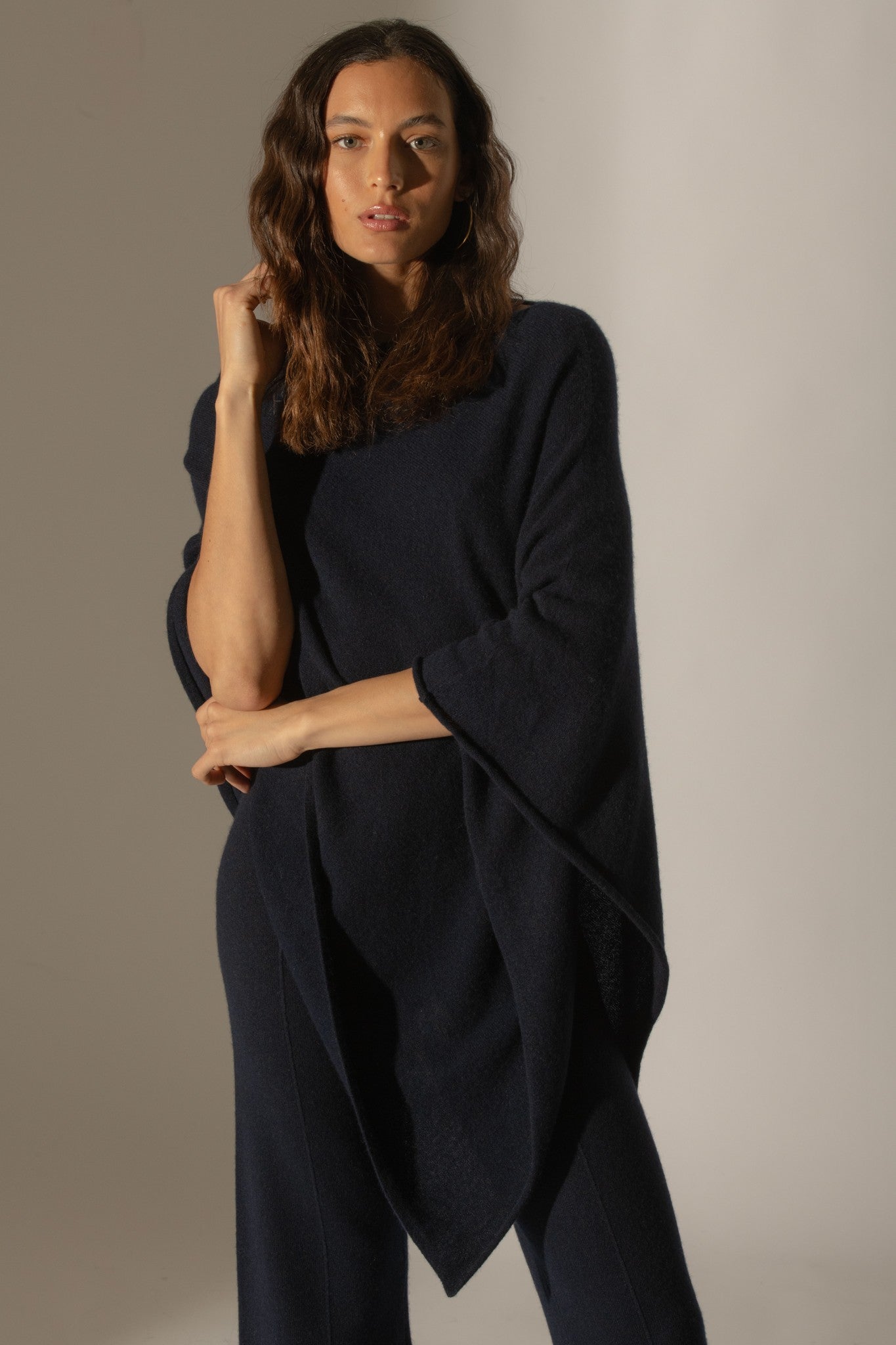 tamara poncho navy 100% cachemire