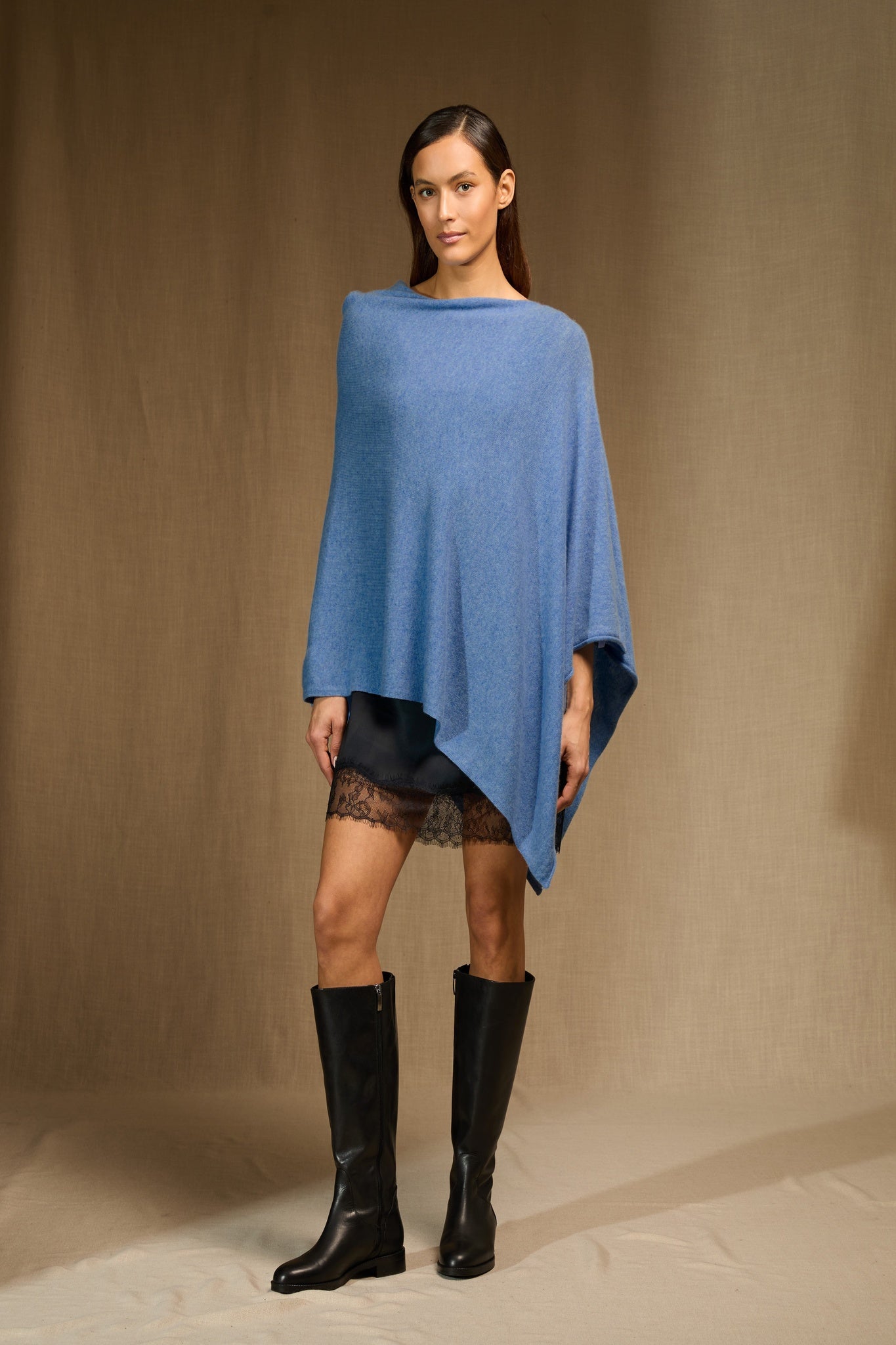 tamara poncho sky 100% cachemire