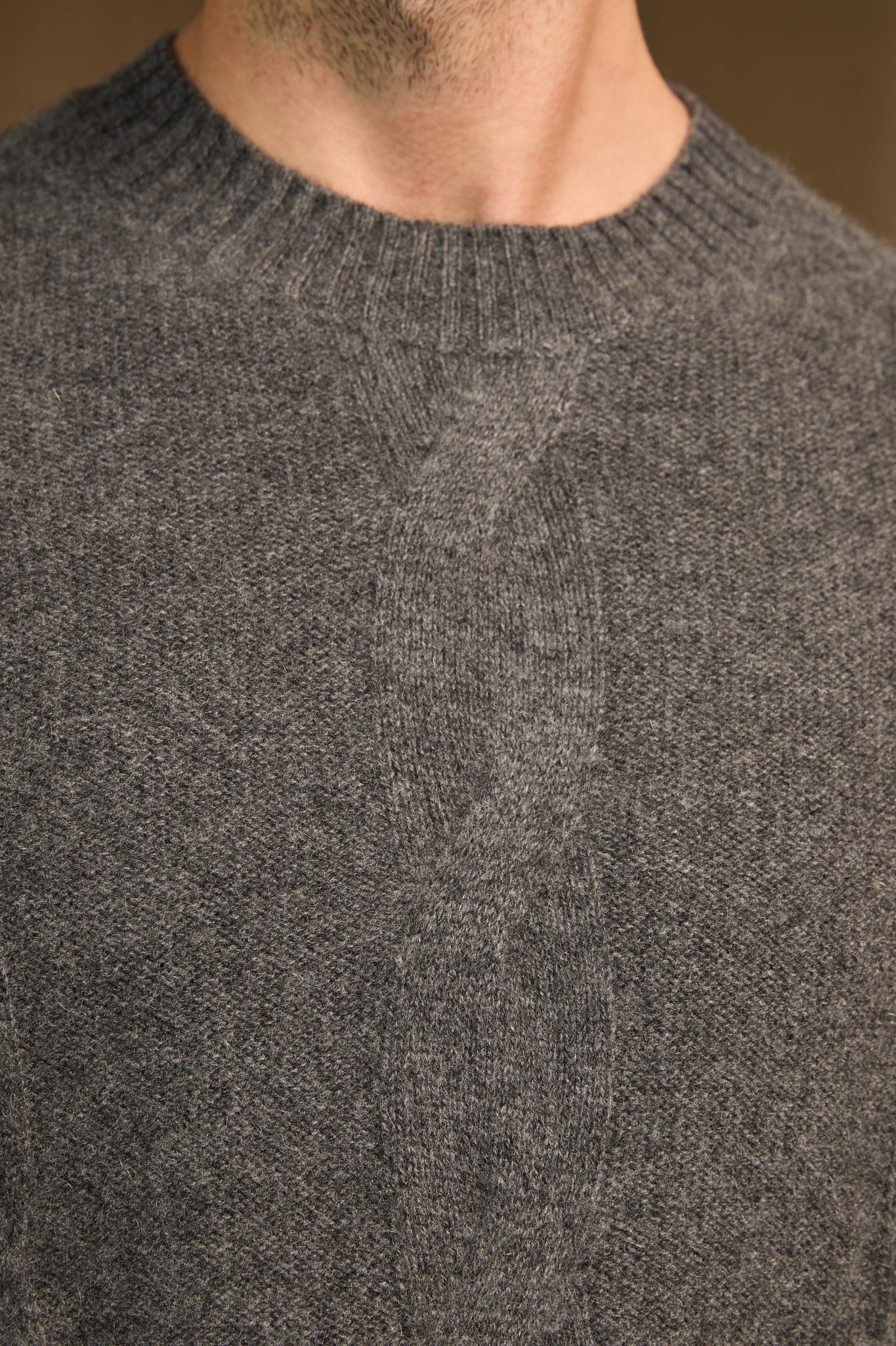 temba pull col rond 4 fils anthracite chiné 100% cachemire