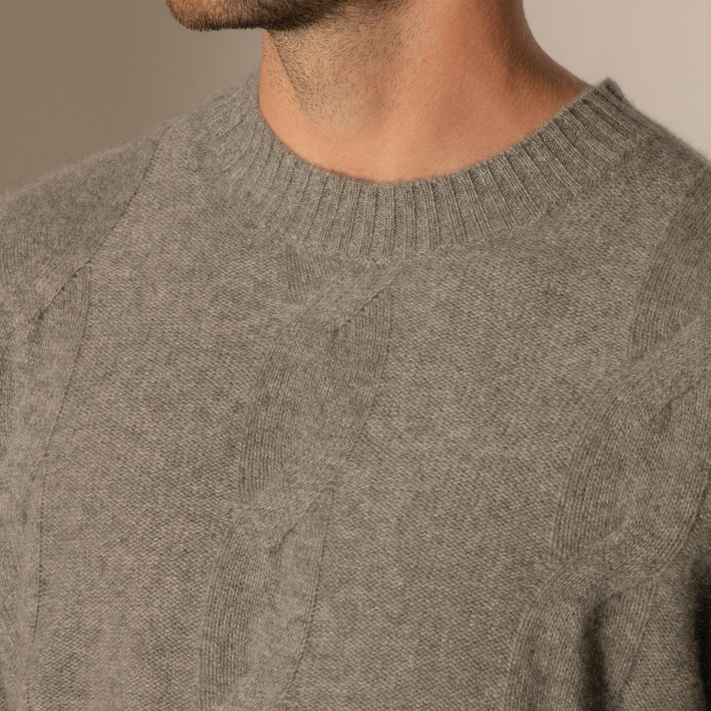 TEMBA pull col rond 4 fils flanelle chiné 100% cachemire