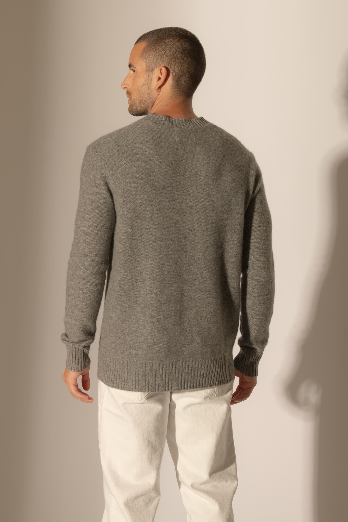 TEMBA pull col rond 4 fils flanelle chiné 100% cachemire