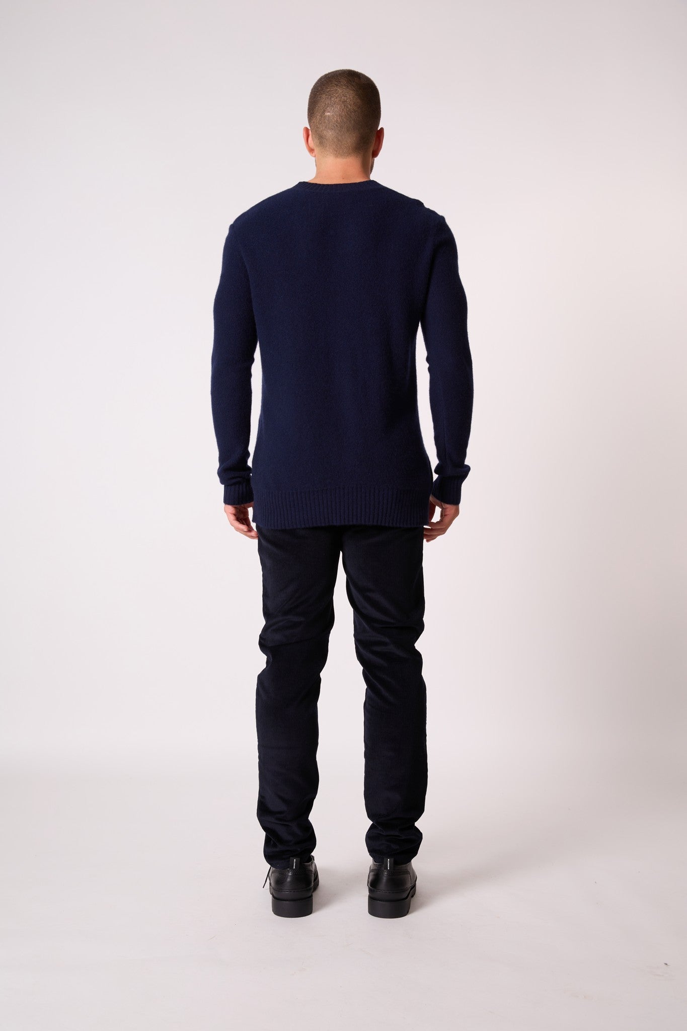 temba pull col rond 4 fils navy 100% cachemire