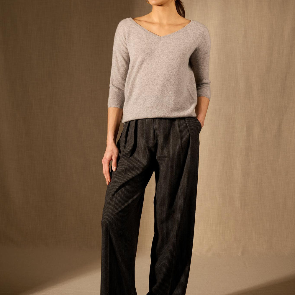 THAIS pull col v nuage chiné 100% cachemire
