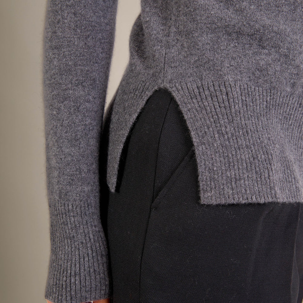 tracy pull col roulé anthracite chiné 100% cachemire