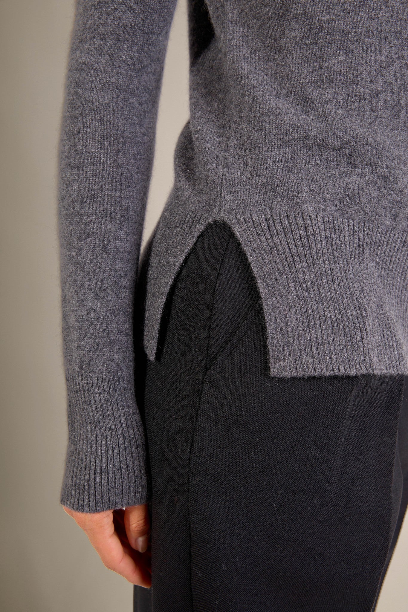 tracy pull col roulé anthracite chiné 100% cachemire