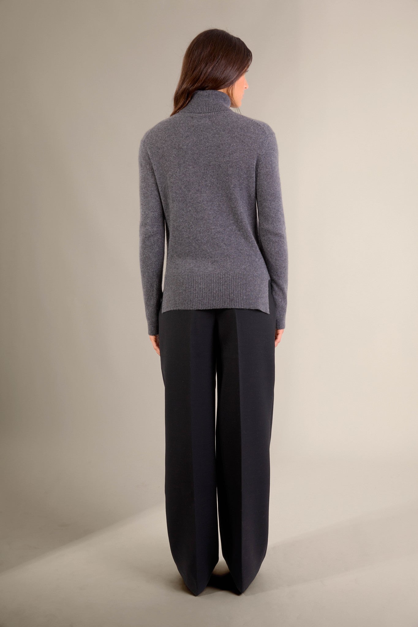 tracy pull col roulé anthracite chiné 100% cachemire