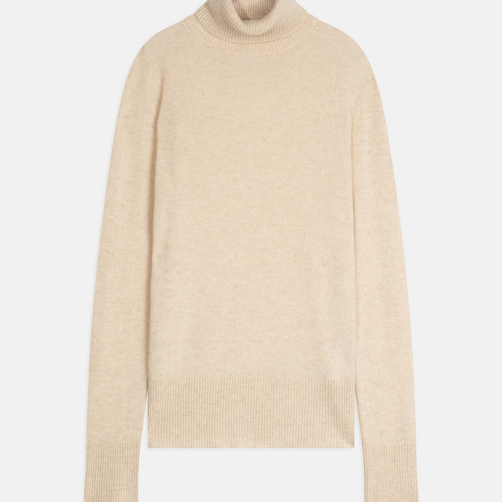 tracy pull col roulé avoine 100% cachemire