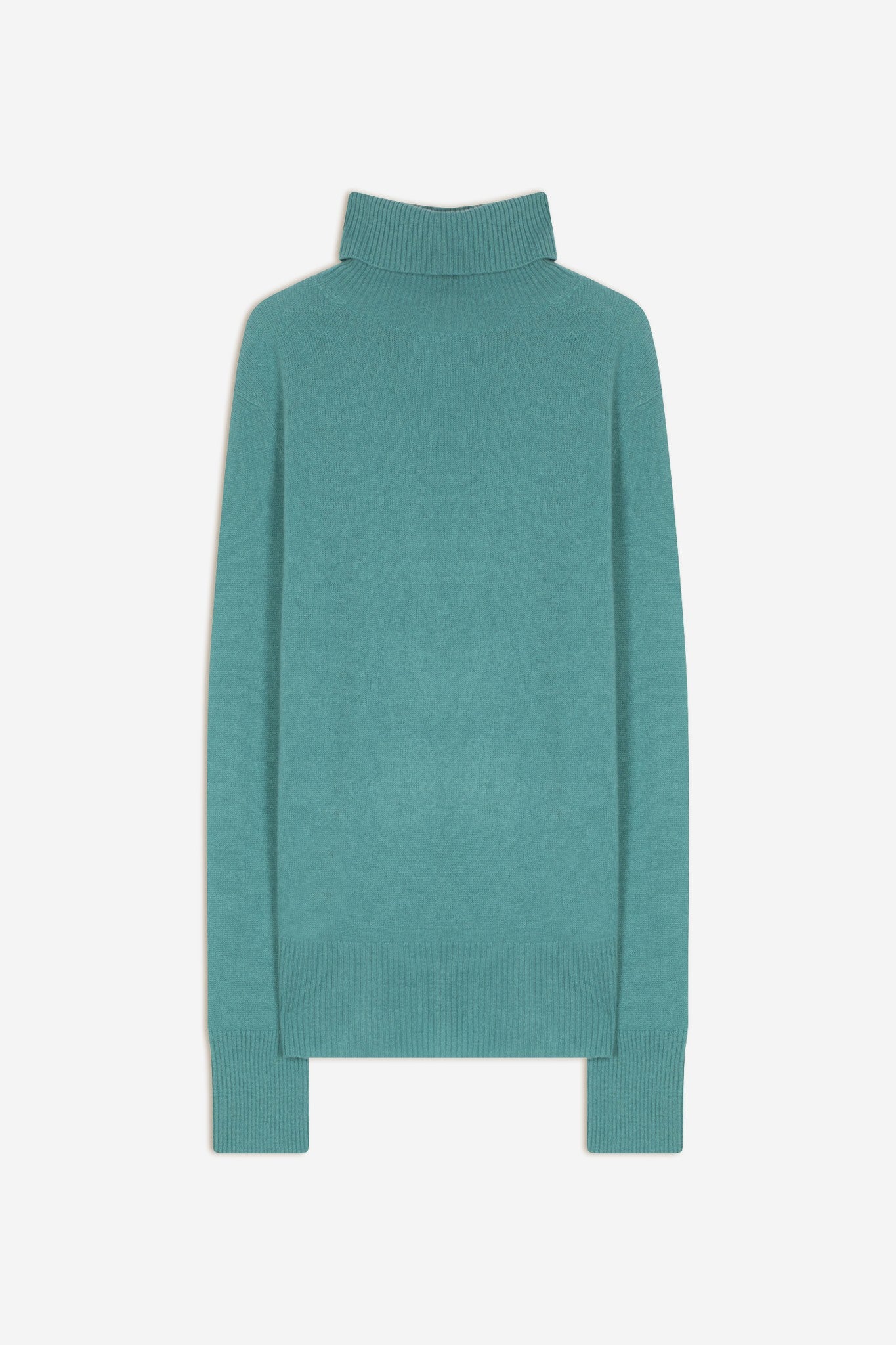 tracy pull col roulé bleu vert 100% cachemire