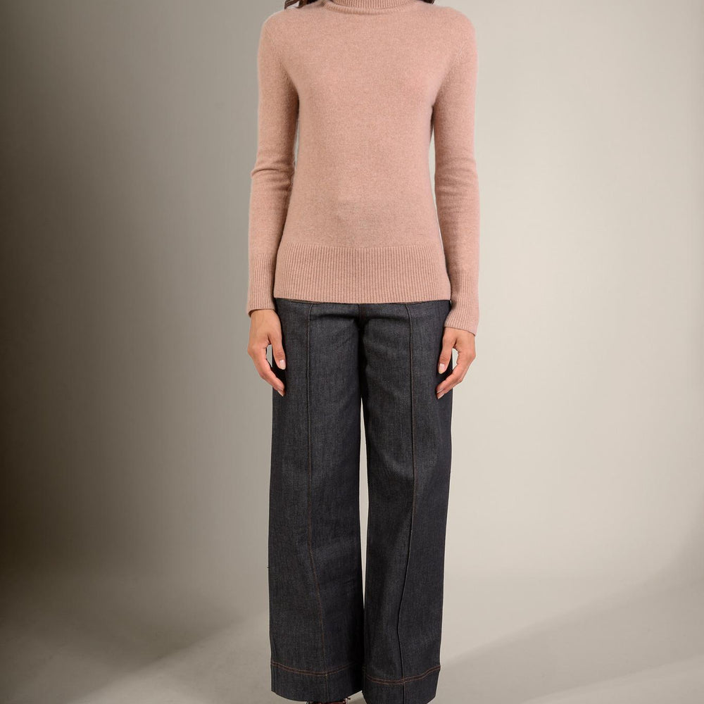 TRACY pull col roulé camel chiné 100% cachemire