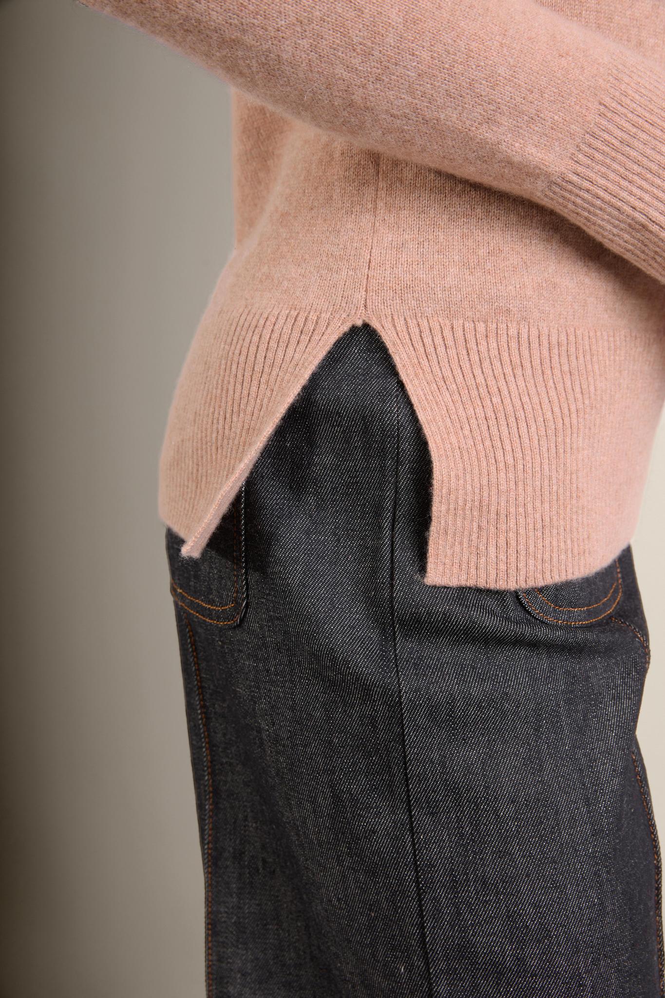 TRACY pull col roulé camel chiné 100% cachemire