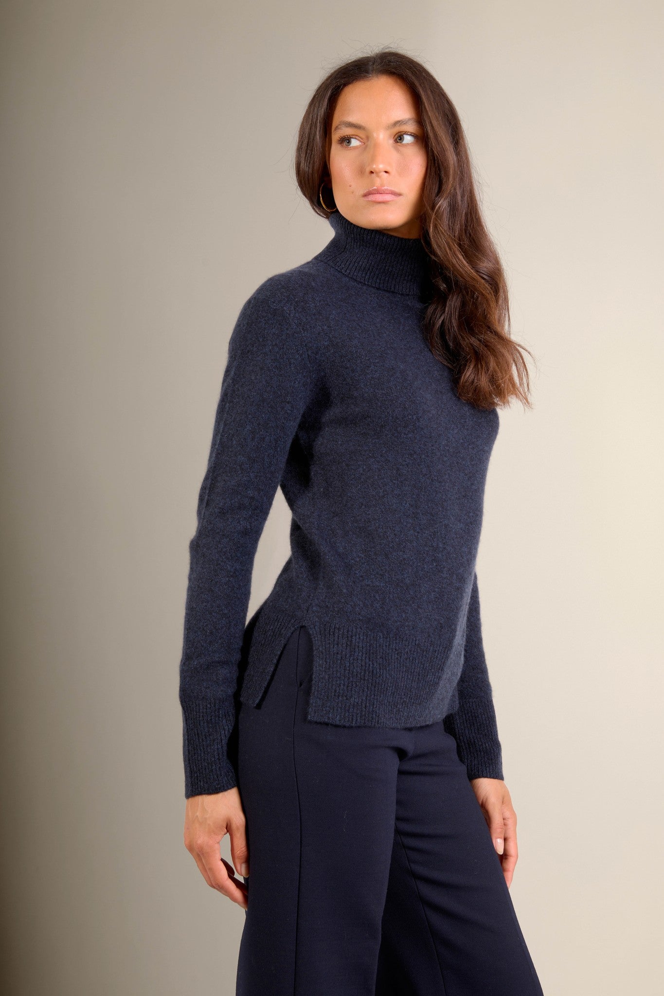 tracy pull col roulé caviar 100% cachemire