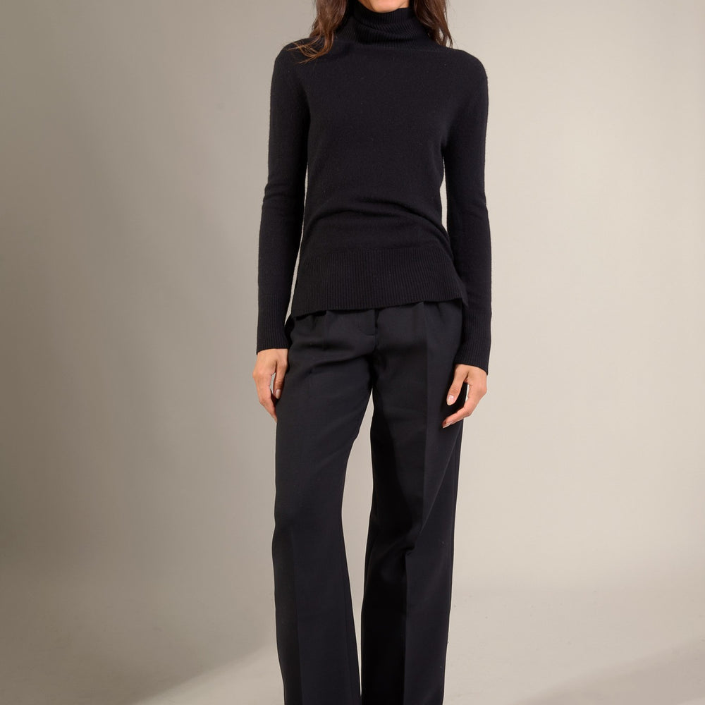 tracy pull col roulé noir 100% cachemire