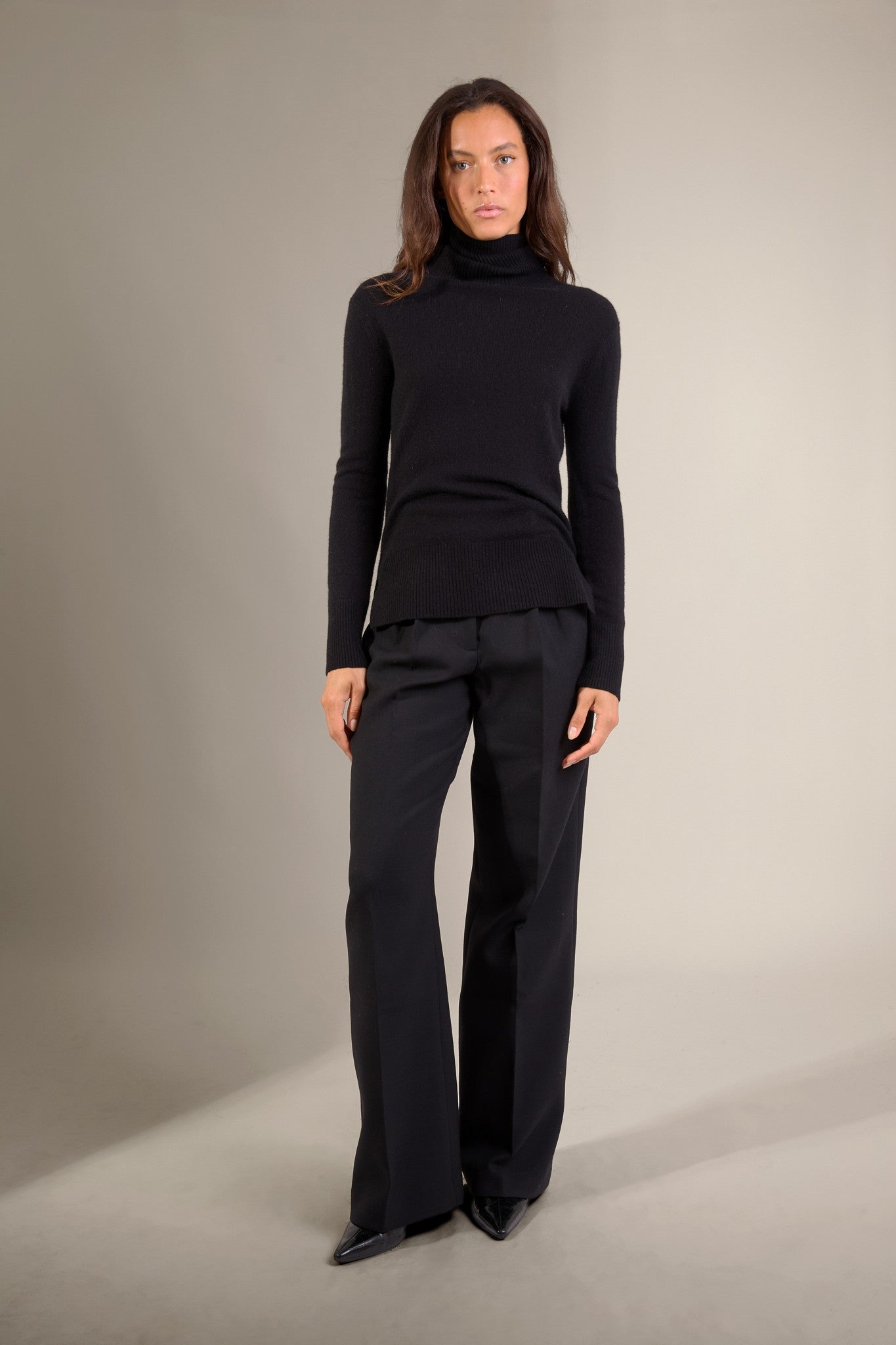 tracy pull col roulé noir 100% cachemire