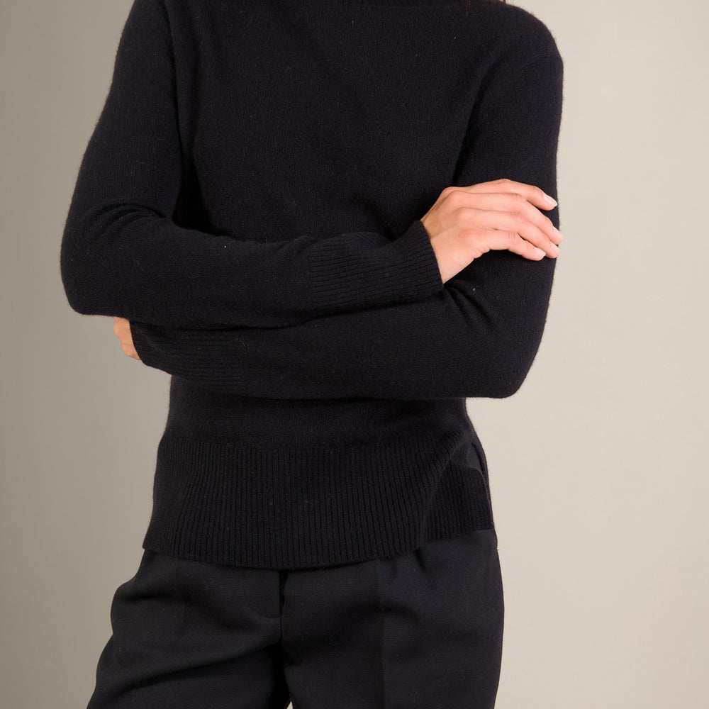 tracy pull col roulé noir 100% cachemire