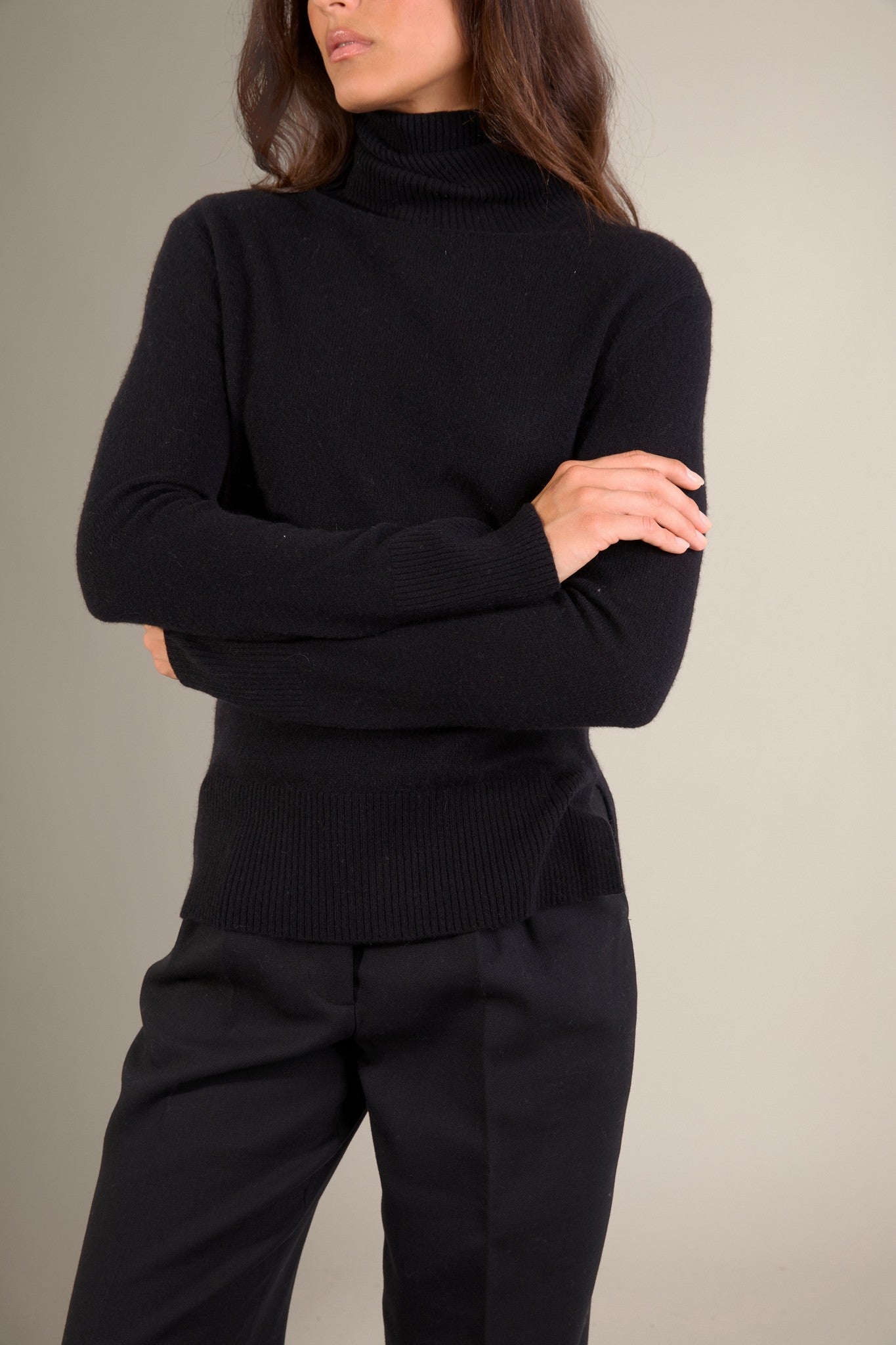 tracy pull col roulé noir 100% cachemire