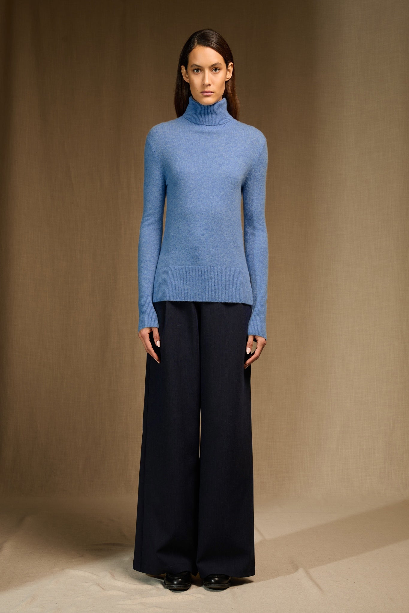 tracy pull col roulé sky 100% cachemire