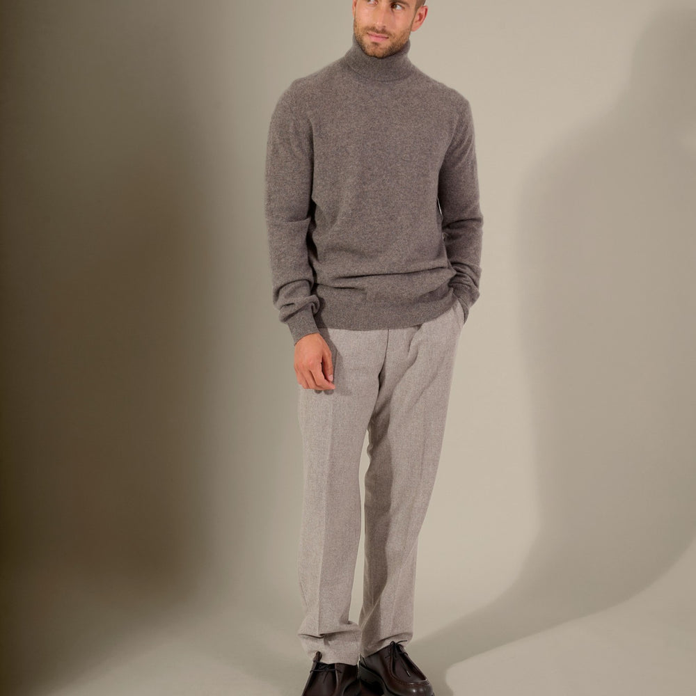 trevor pull col roulé écorce chiné 100% cachemire