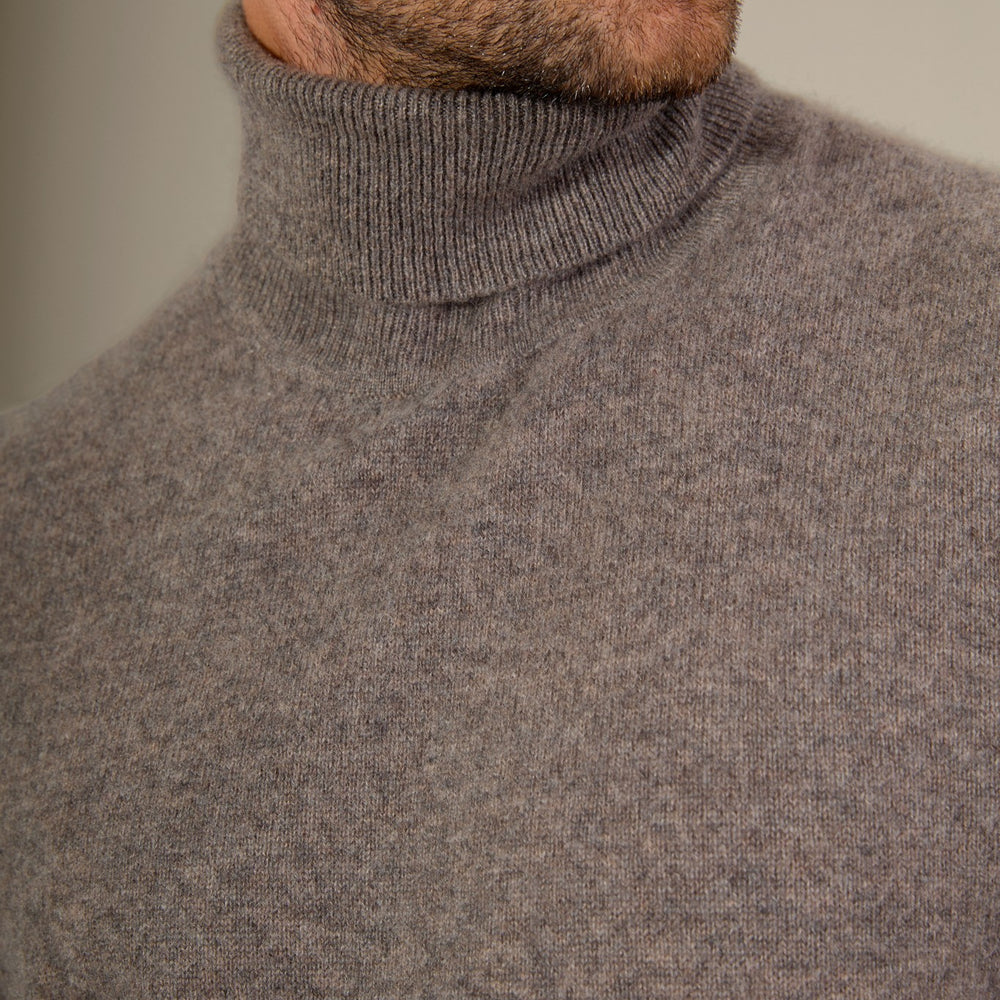 trevor pull col roulé écorce chiné 100% cachemire