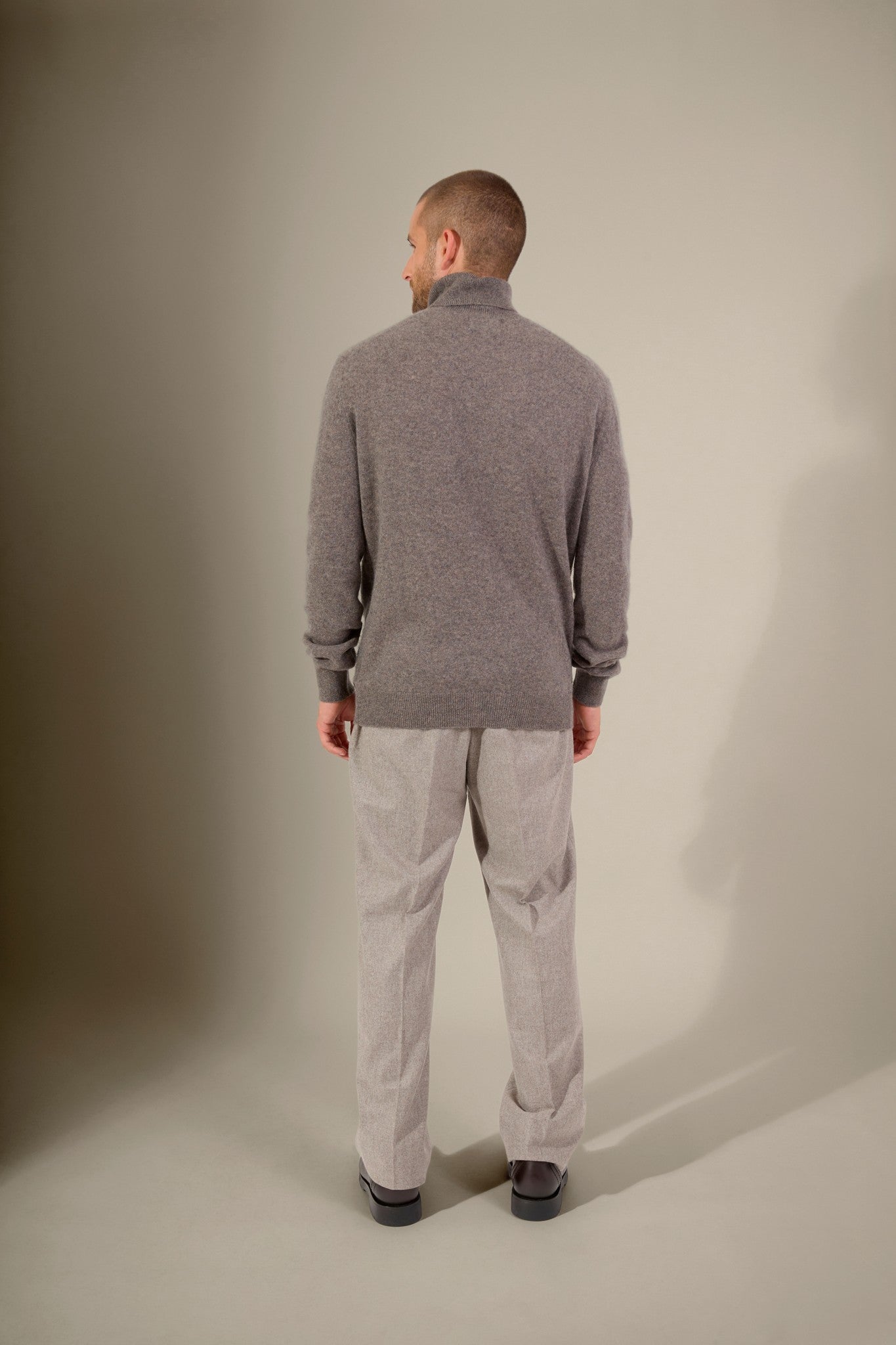 trevor pull col roulé écorce chiné 100% cachemire