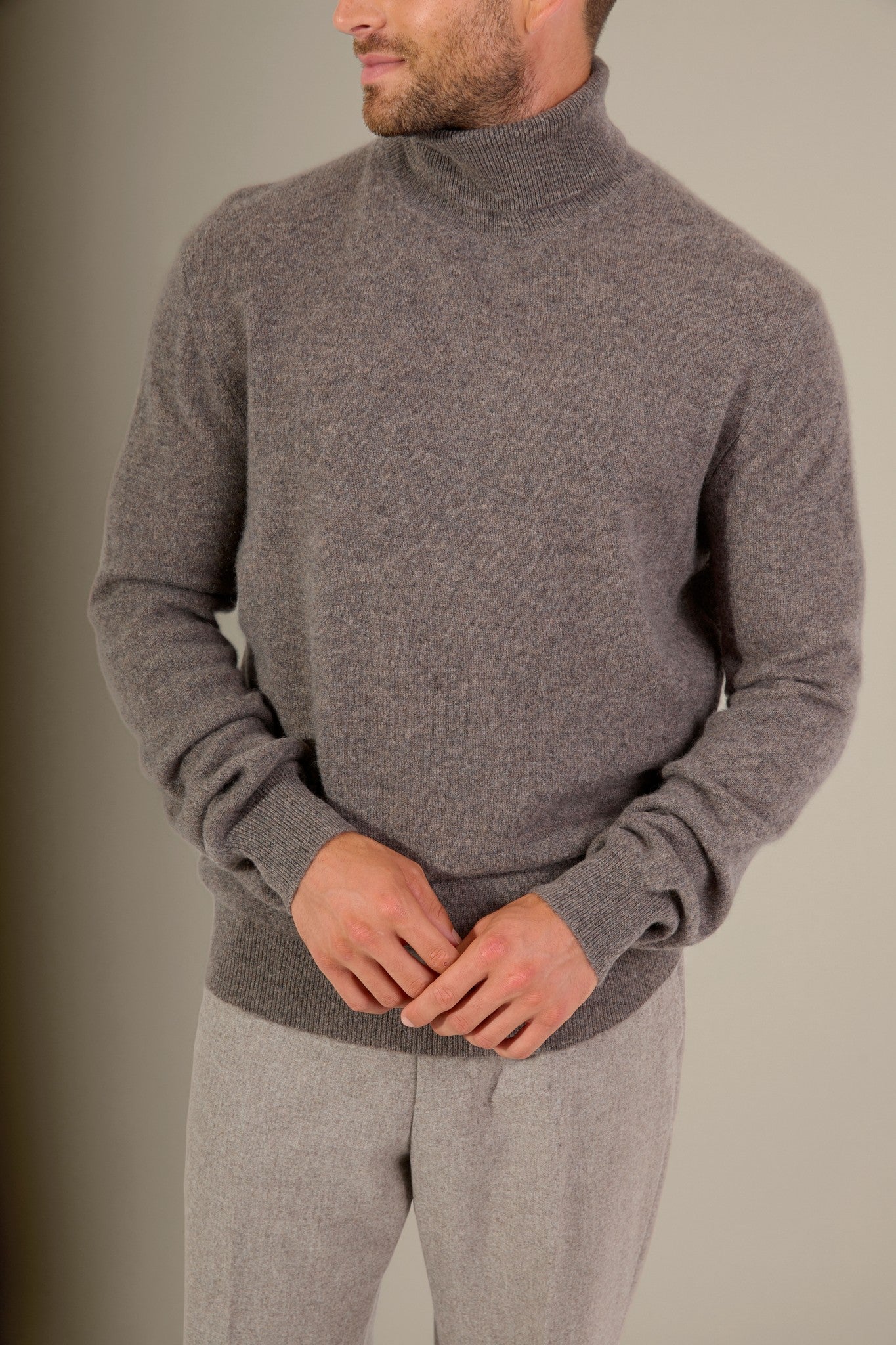 trevor pull col roulé écorce chiné 100% cachemire