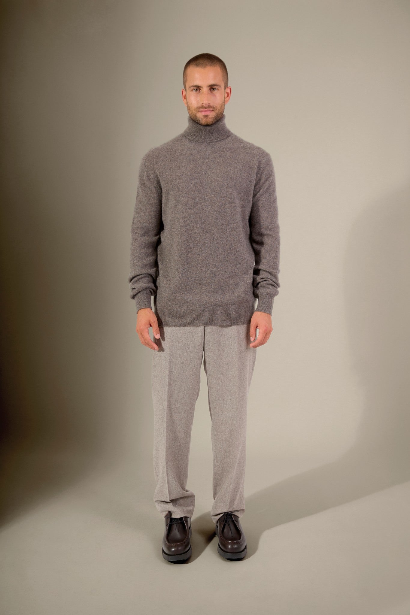 trevor pull col roulé écorce chiné 100% cachemire