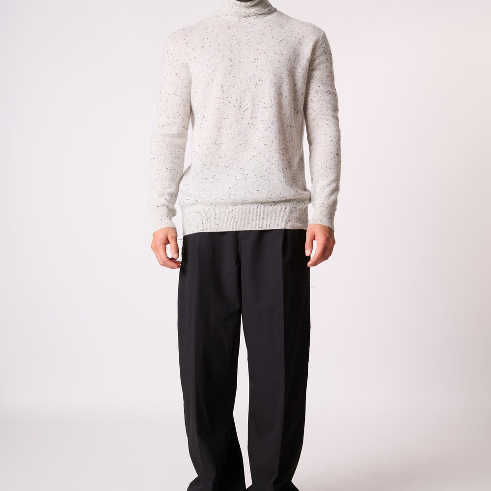 trevor pull col roulé gris/noir 100% cachemire