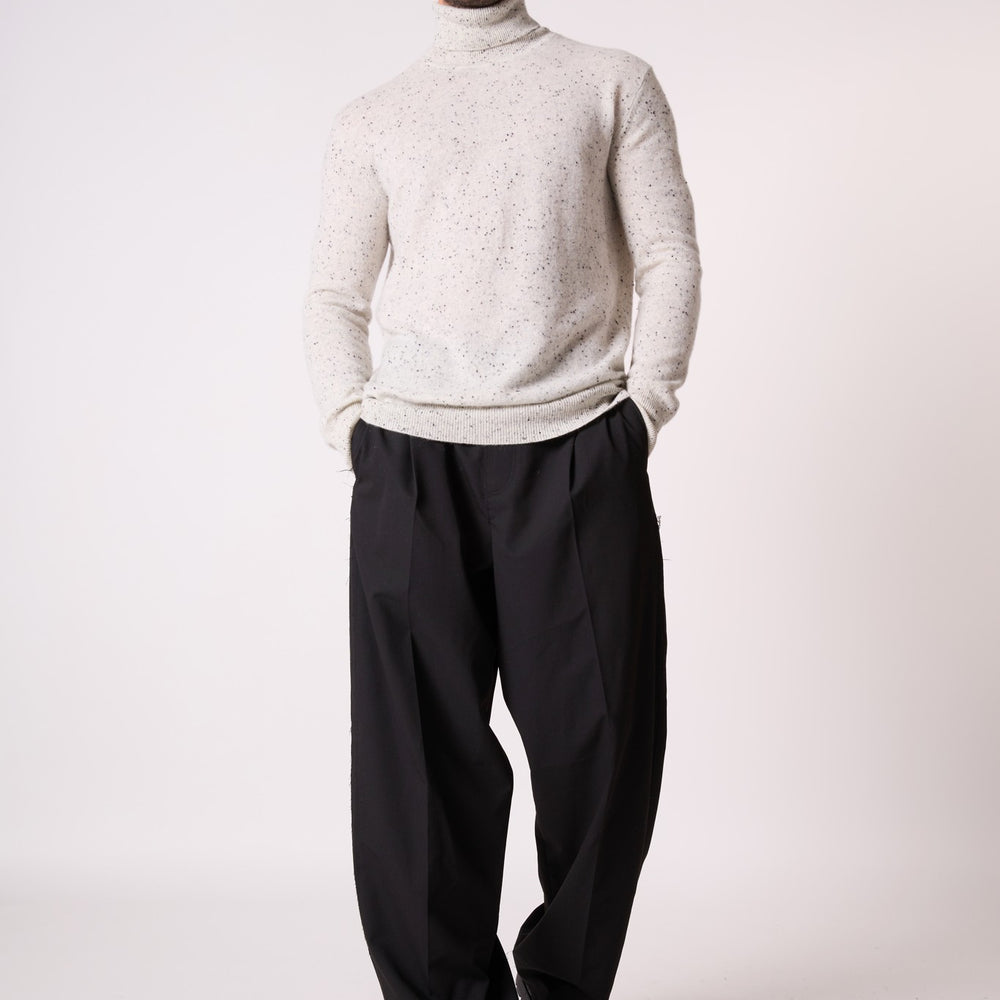 trevor pull col roulé gris/noir 100% cachemire