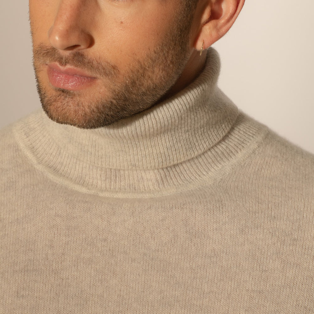 trevor pull col roulé gris perle chiné 100% cachemire