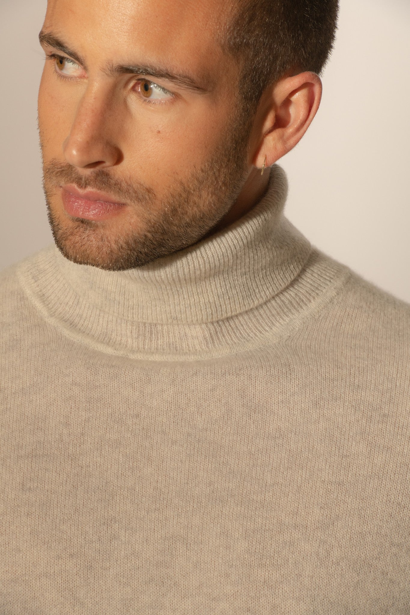 trevor pull col roulé gris perle chiné 100% cachemire