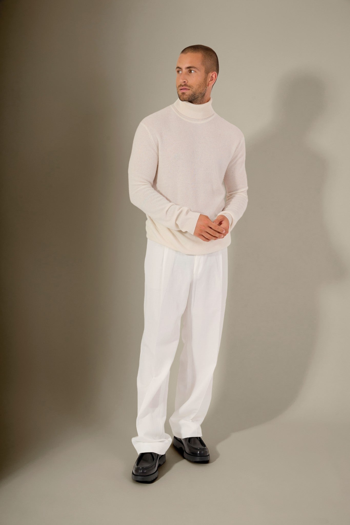 trevor pull col roulé ivoire 100% cachemire