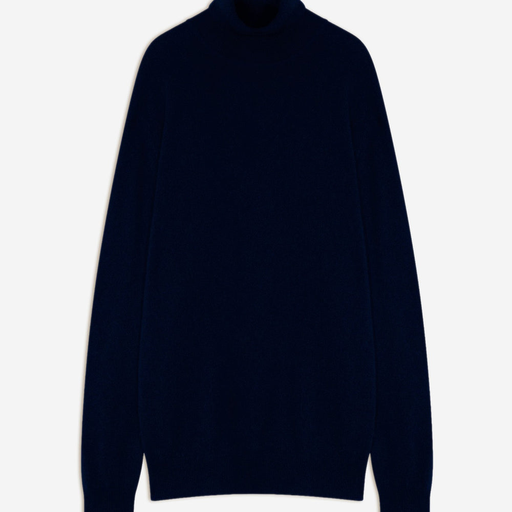trevor pull col roulé navy 100% cachemire