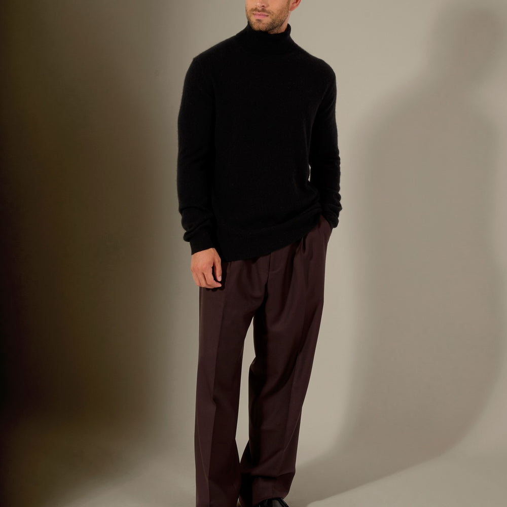 trevor pull col roulé noir 100% cachemire