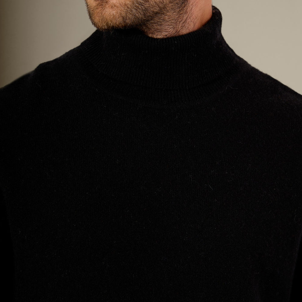 trevor pull col roulé noir 100% cachemire