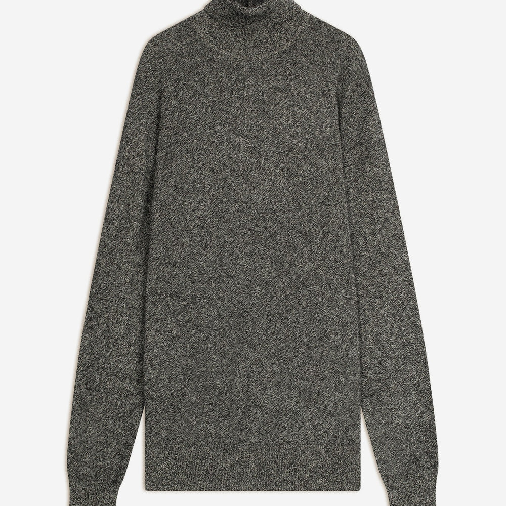 trevor pull col roulé noir/blanc 100% cachemire