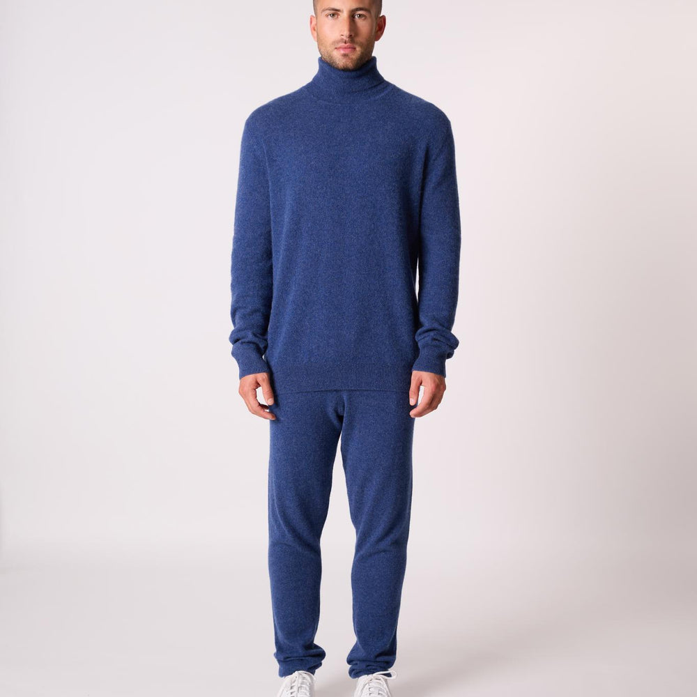 TREVOR pull col roulé ocean chiné 100% cachemire