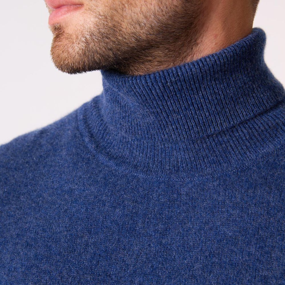 TREVOR pull col roulé ocean chiné 100% cachemire