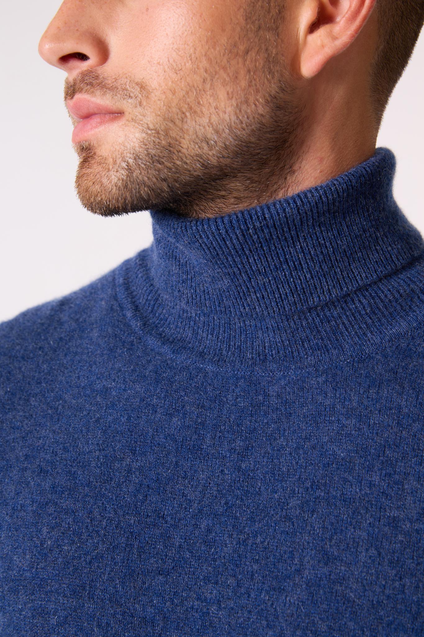 TREVOR pull col roulé ocean chiné 100% cachemire