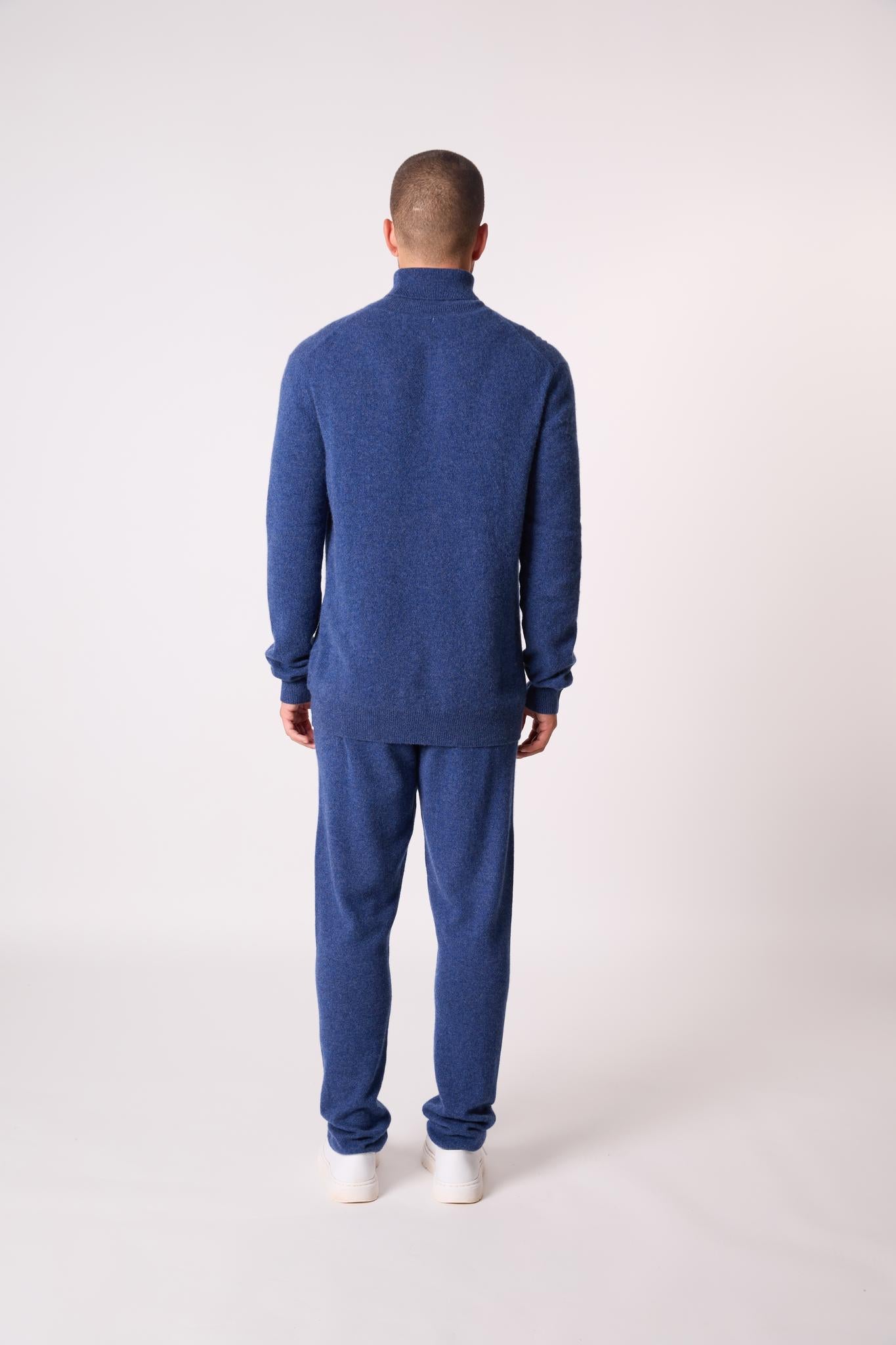 TREVOR pull col roulé ocean chiné 100% cachemire