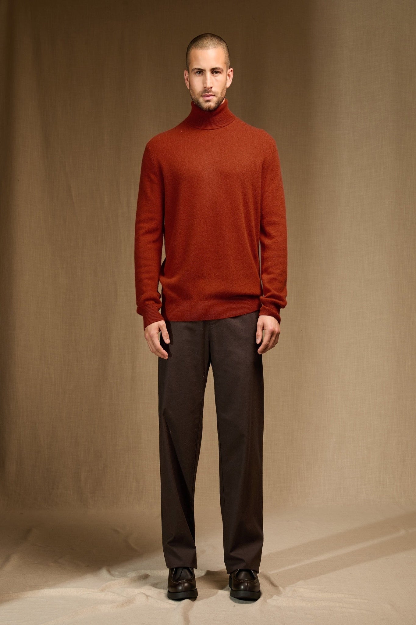 trevor pull col roulé paprika 100% cachemire