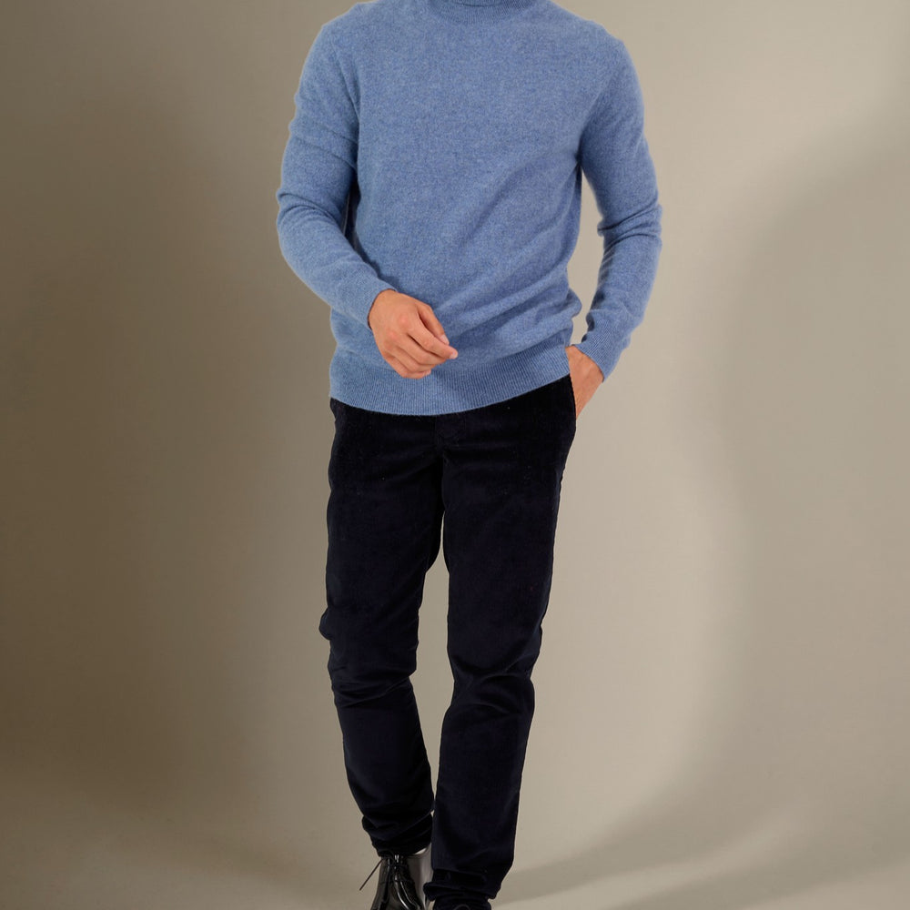 trevor pull col roulé petrole chiné 100% cachemire