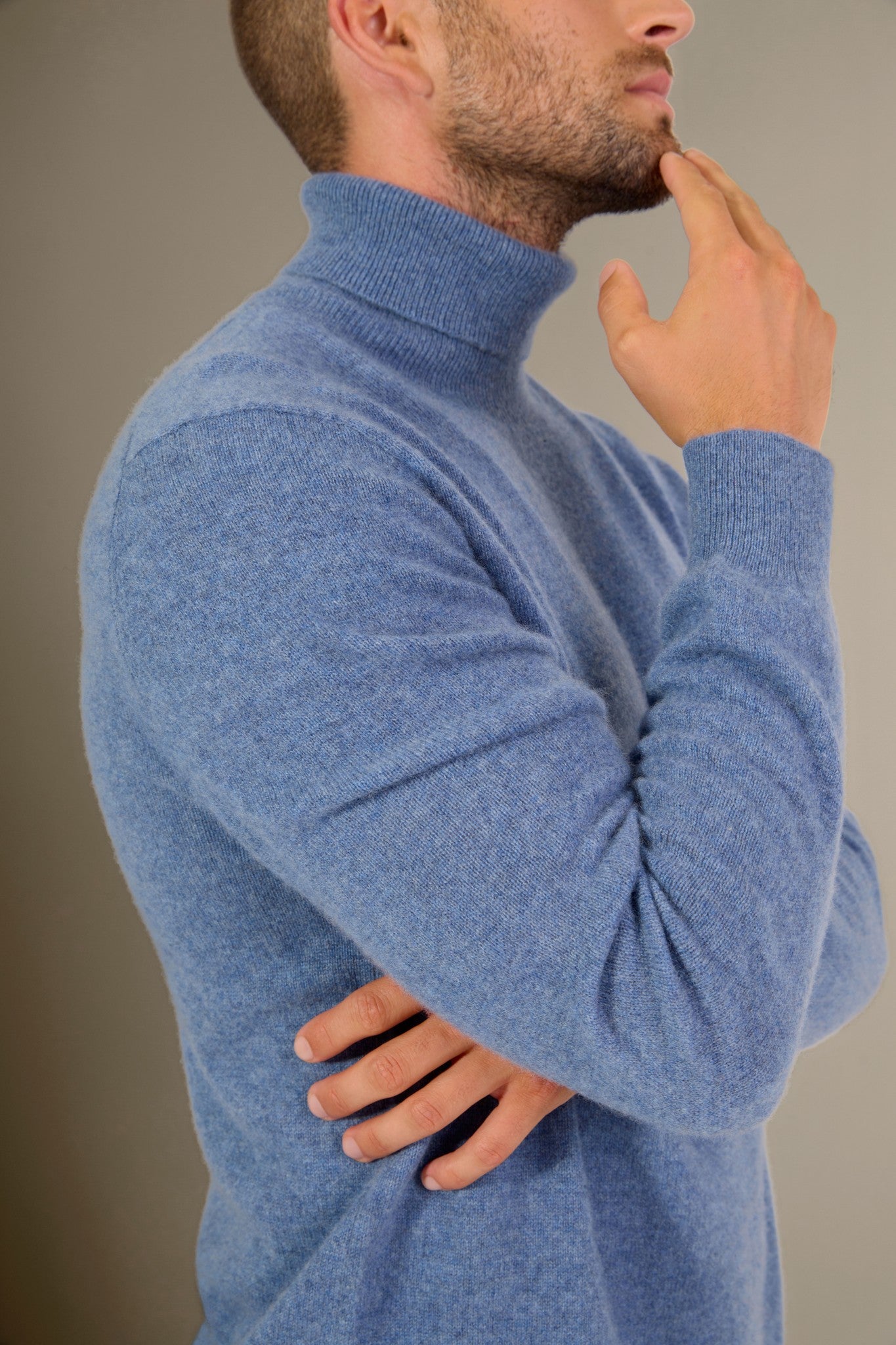 trevor pull col roulé petrole chiné 100% cachemire