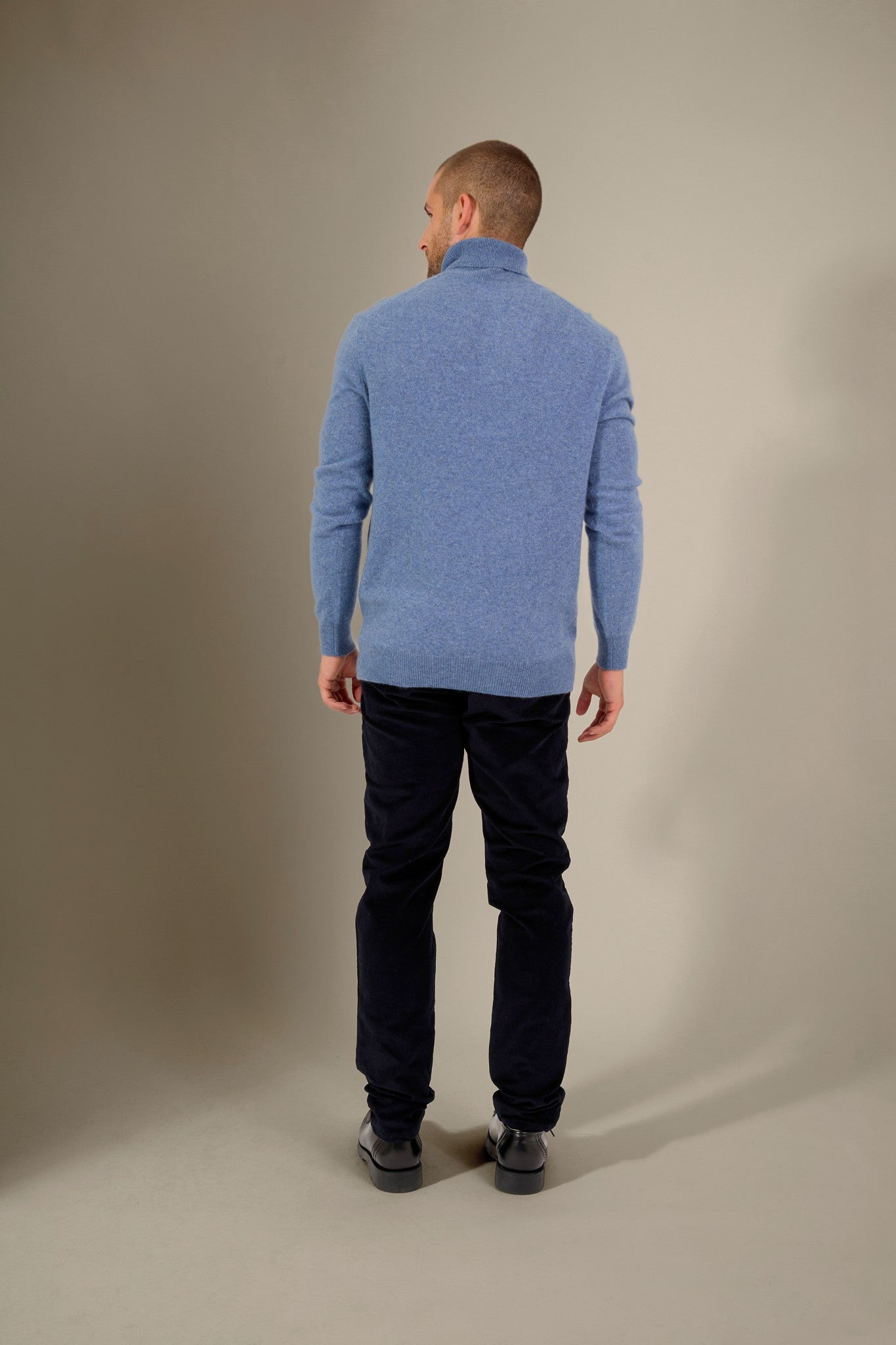 trevor pull col roulé petrole chiné 100% cachemire