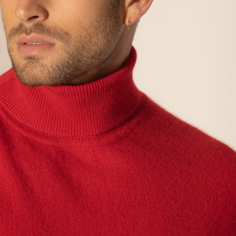 trevor pull col roulé rouge 100% cachemire