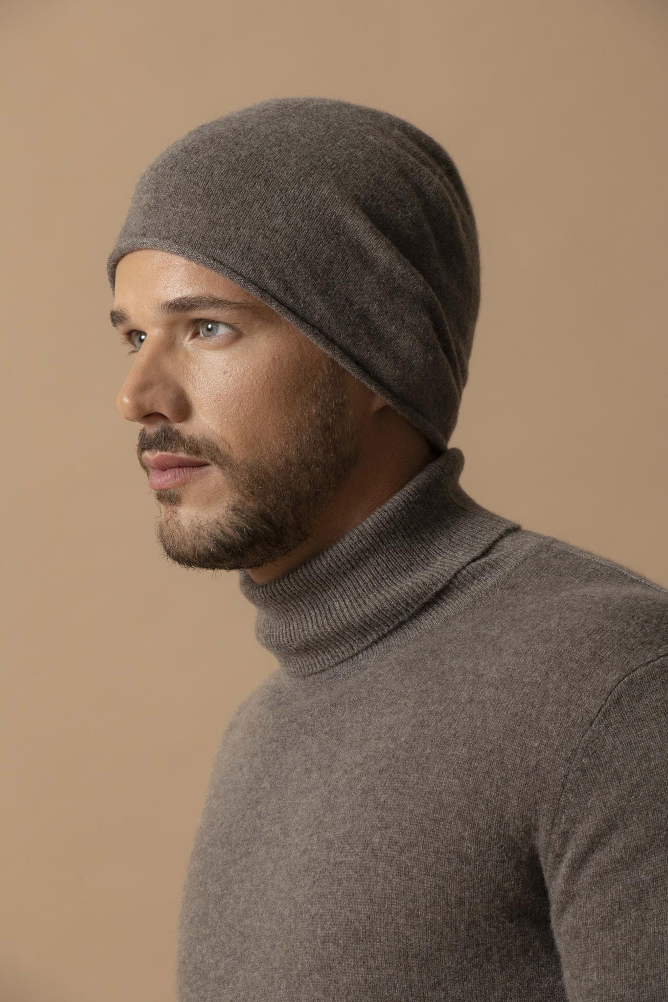TREVOR pull col roulé taupe chiné 100% cachemire