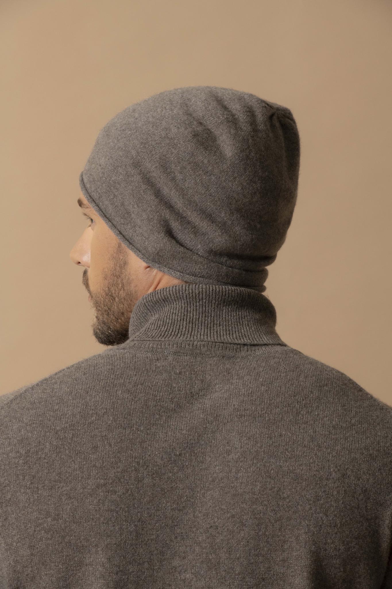 TREVOR pull col roulé taupe chiné 100% cachemire