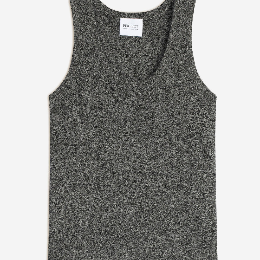 vanesia débardeur col u noir/blanc 100% cachemire