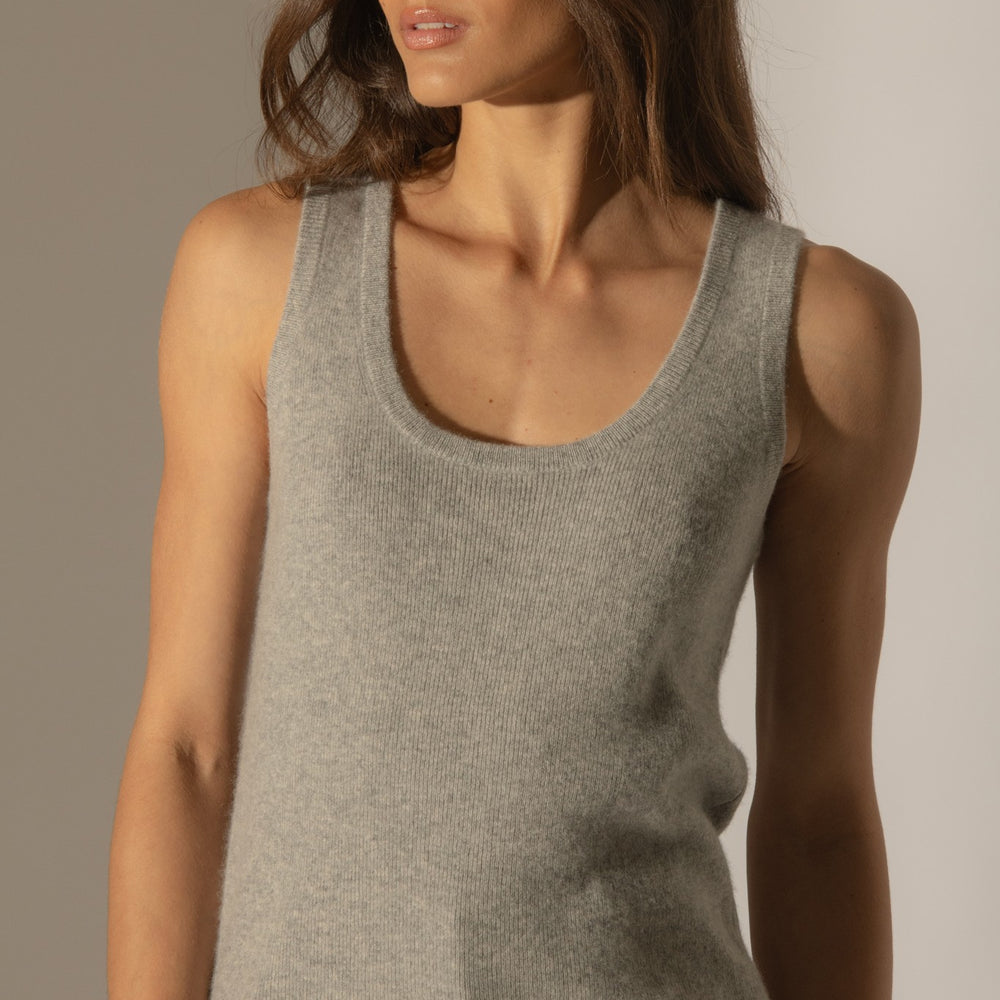 vanesia débardeur col u nuage chiné 100% cachemire