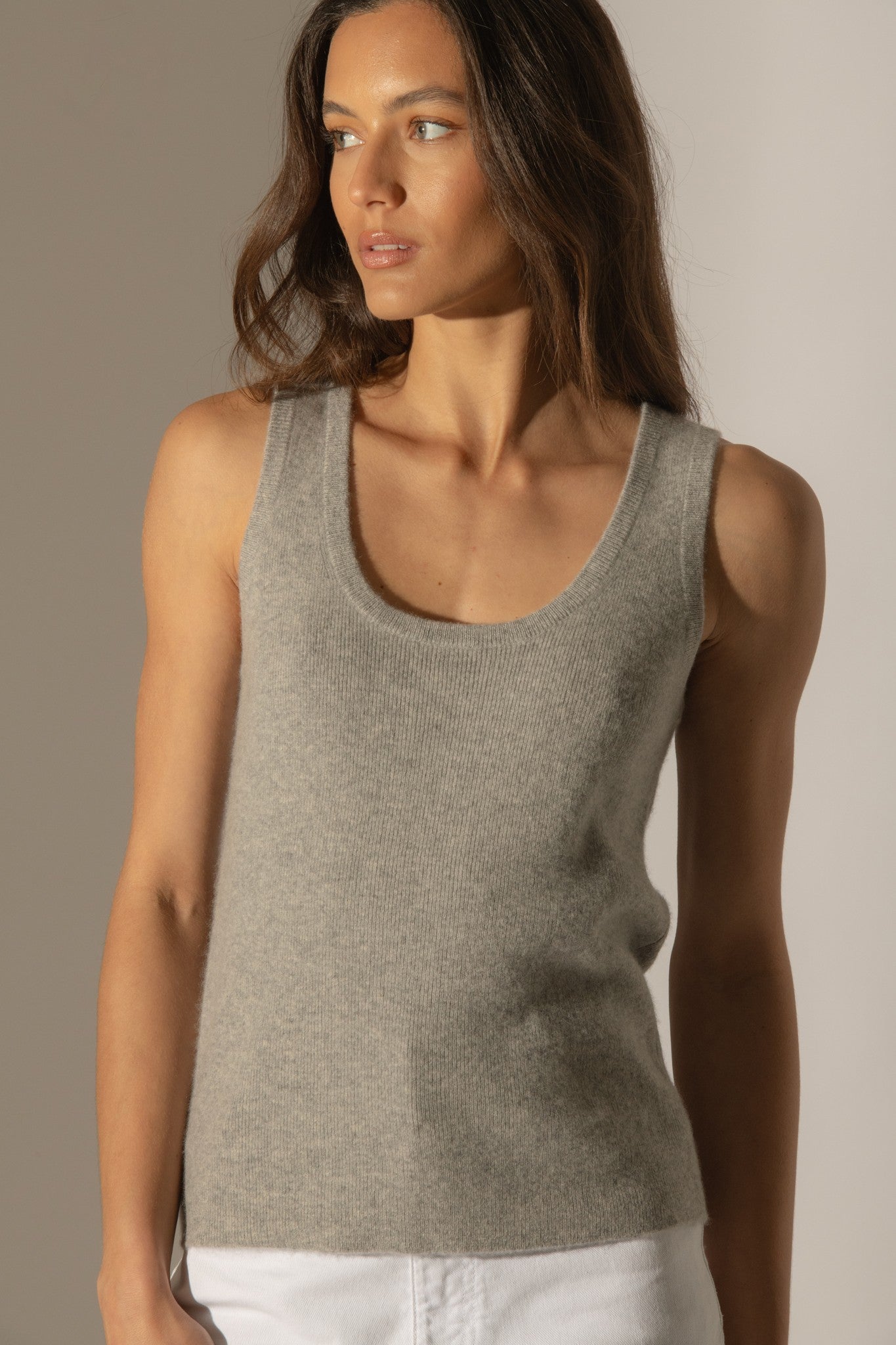 vanesia débardeur col u nuage chiné 100% cachemire