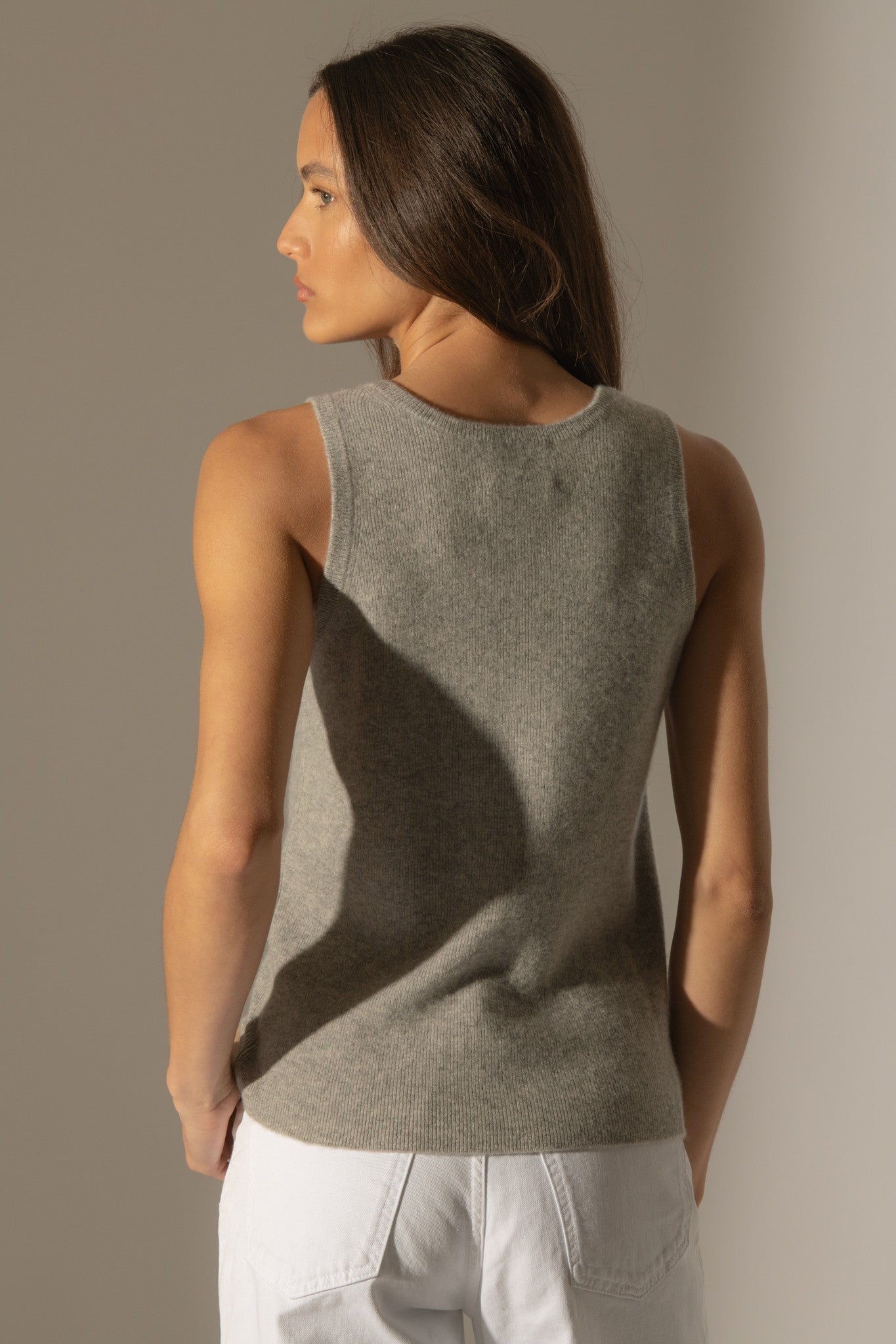 vanesia débardeur col u nuage chiné 100% cachemire